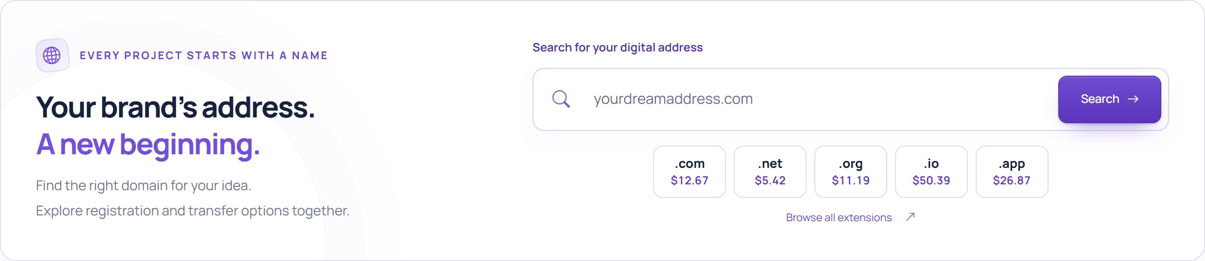 Domain search · desktop