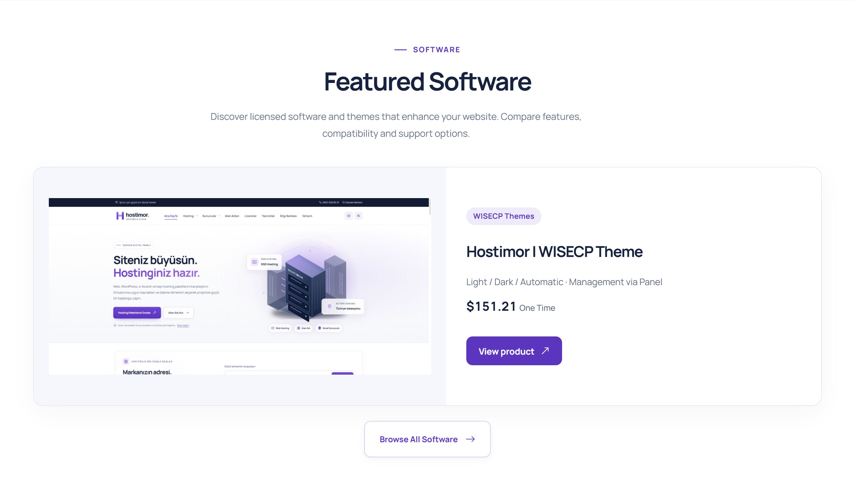 Wide showcase card · swipeable, desktop