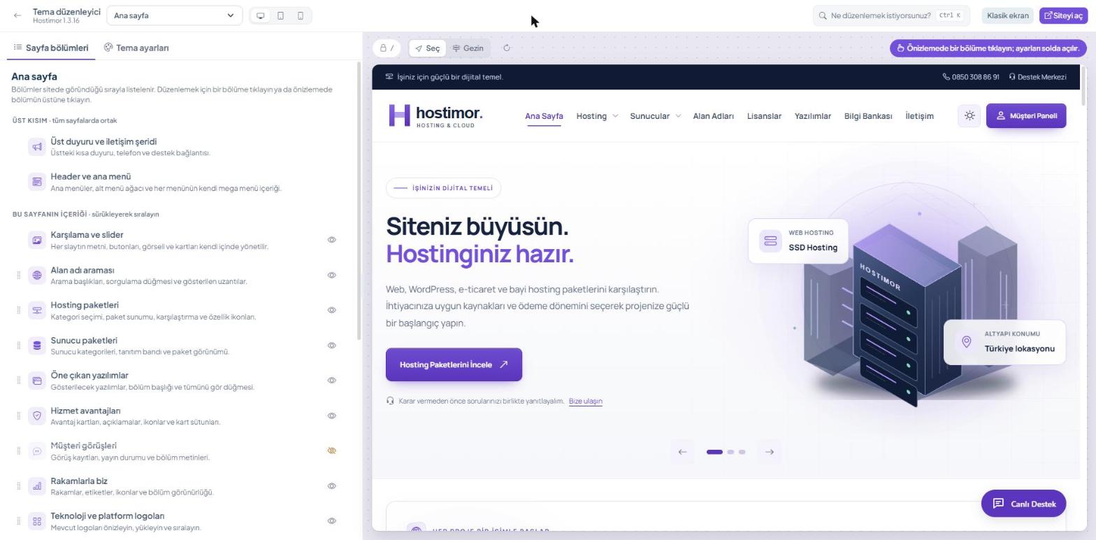 Theme editor · Home page