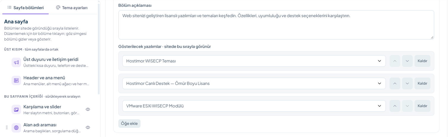 Öne çıkan yazılımlar (Featured software) · product list